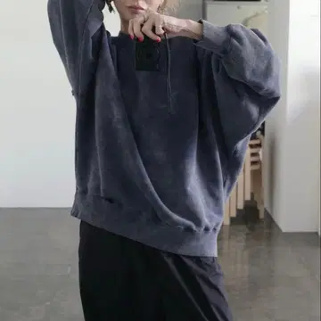 LON 다크 그레이 오버 사이즈 맨투맨