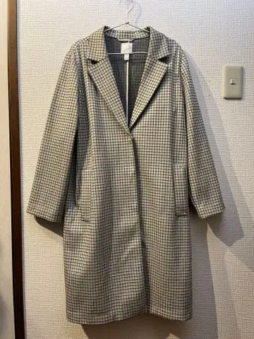 H&M 체크 무늬 롱 코트