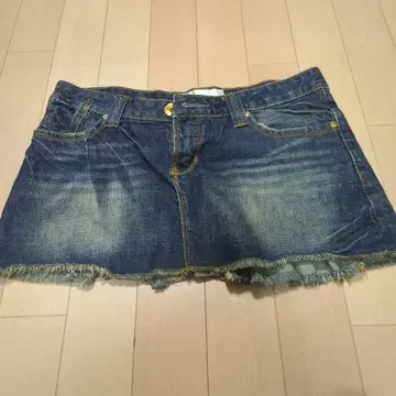 데님 타이트 스커트 프린지 밑단