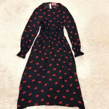 새상품급 케이트 스페이드 롱 원피스 립 허리 셔링 플레어