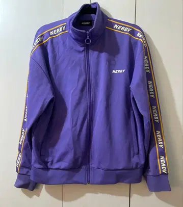 정품 NERDY 보라색 집업 저지 트랙 자켓 S