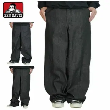 새상품 블랙 W34 벤데이비스 bendavis 고릴라 컷 데님 워크 팬츠