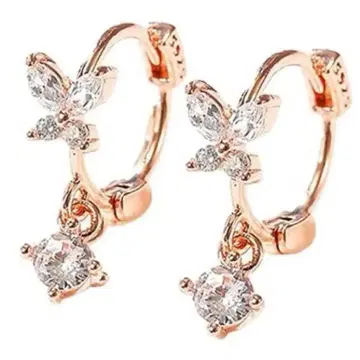 나비 링 귀걸이 여성용 최고급 CZ 다이아몬드 실버 925