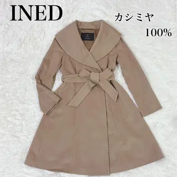 INED 이네드 캐시미어 100% 롱 코트 카멜 여배우 옷깃 A라인