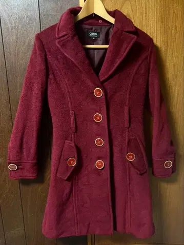 OZOC 버건디 더블 브레스트 코트