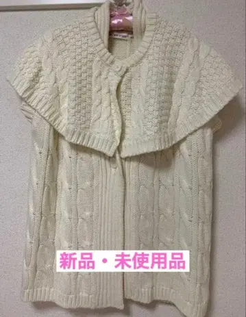 새상품 Cen. 케이프 포함 니트 베스트 화이트