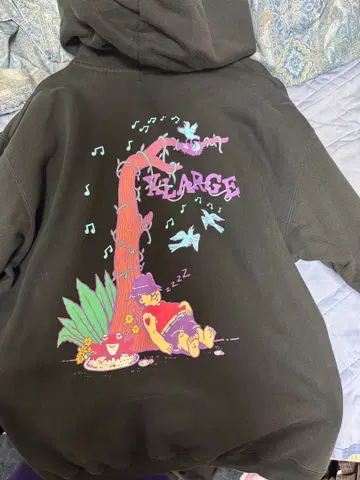 XLARGE 블랙 후드티 보라색