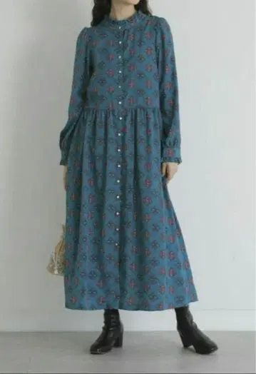 somari 레트로 패턴 롱 원피스