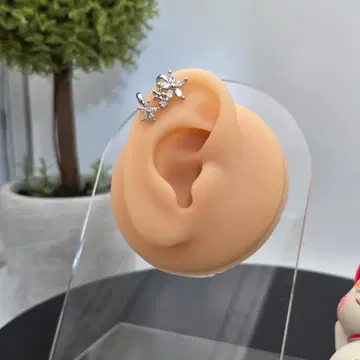 실버 컬러 플라워 이어커프 합금 비쥬 2개 세트 화려함