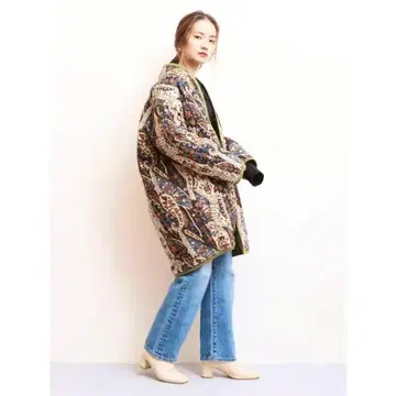 Ungrid 리버서블 코트 페이즐리 카키