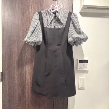 EATME 퍼프 슬리브 레이어드 원피스