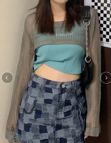 DleepyTown 마이크로 미니 시스루 니트탑