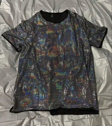 실버 스팽글 반팔 셔츠 티셔츠 XL 새상품 파티