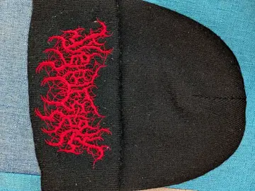 SYPHILECTOMY 블랙 빨간색 자수 니트 모자 데스 메탈