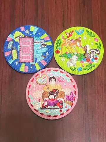 디즈니 자수 캔뱃지 2 슈가러쉬 몬스터 주식회사 밤비