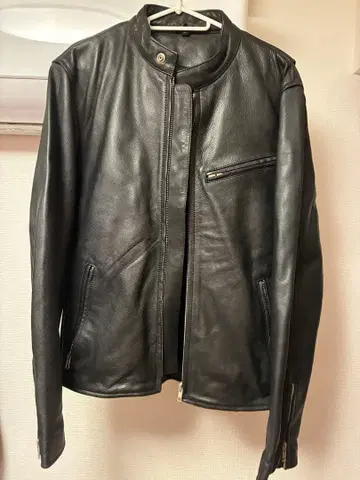 블랙 가죽 싱글 라이더 자켓