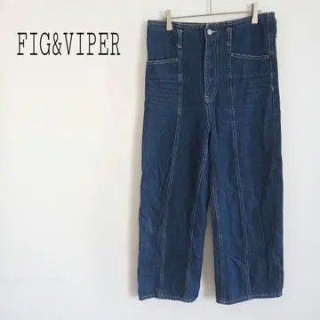 피그 앤 바이퍼 하이웨스트 데님 팬츠 와이드 팬츠 면 100%