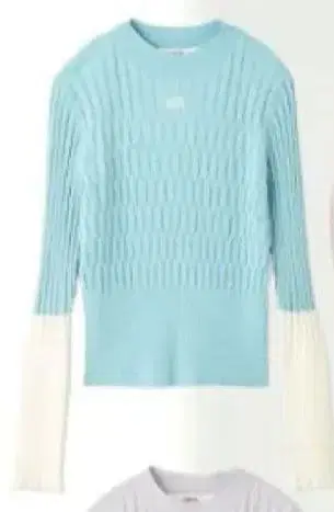 FURFUR 로고 자수 바이컬러 리브 니트