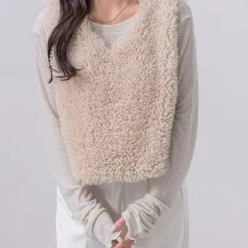 퍼 슬리브리스 베스트 (베이지)