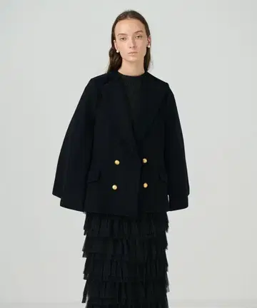 울 케이프 자켓