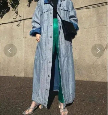 새상품급 Ameri 2WAY 리버서블 데님 롱 코트 F