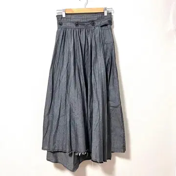 SNAIDEL 2way 플레어 롱 스커트 그레이 데님풍 S