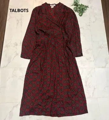 TALBOTS 카슈쿨풍 롱 원피스 빈티지 올 패턴 L 상당 빨간색