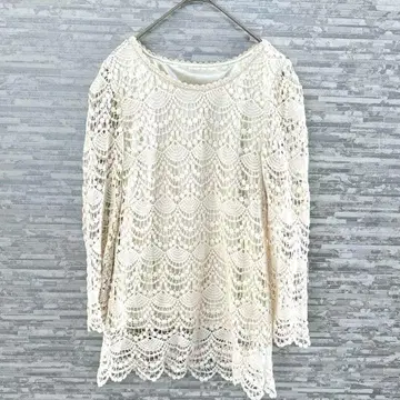 이마쥬 레이스 긴팔 상의 비침 9호 걸리시 오피스 캐주얼