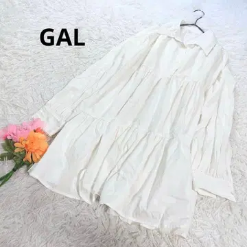 그레일 [ L ] 셔츠 원피스 튜닉 티어드 긴팔 옷깃 스트레치