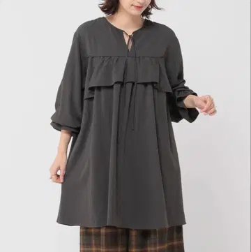 [ studio CLIP ] 더블 프론트 프릴 튜닉 원피스