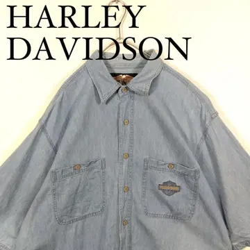 Harley Davidson 반팔 데님 셔츠 던가리 XL