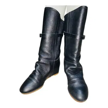 cava cava 버클 벨트 미들 부츠 주름 천연 가죽 23.0