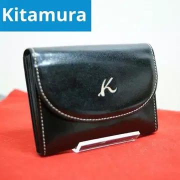 필수 Kitamura/키타무라 카드 케이스/명함지갑/에나멜 가죽 블랙