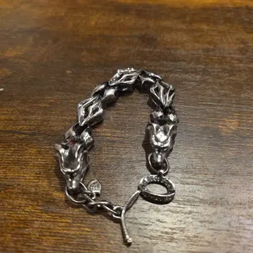 실버 늑대 머리 체인 팔찌