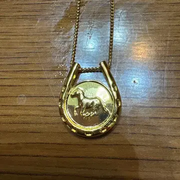 말발굽 모양 펜던트 목걸이 빨간색 스톤 포함