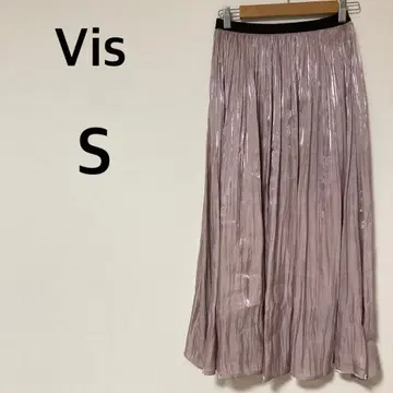 비스 Vis 플리츠 스커트 [ S ] 롱 기장 허리밴딩 심플