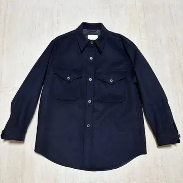 네이비 긴팔 셔츠 울 혼방