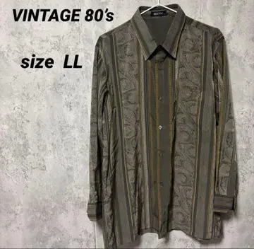 80s풍 올 패턴 디자인 셔츠 페이즐리 LL 구제 의류 VINTAGE