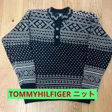 TOMMYHILFIGER 노르딕 무늬 스웨터 레트로 구제 의류