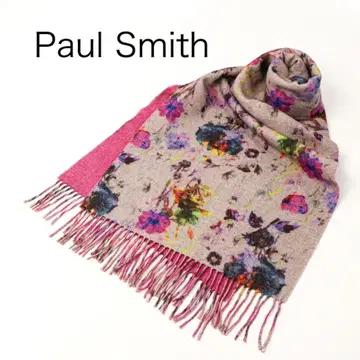 H4596-96 폴스미스 꽃무늬x무지 울 머플러 Y2K