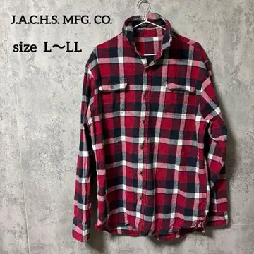 J.A.C.H.S MFG CO 체크 플란넬 셔츠 빨간색 플란넬 아메카지