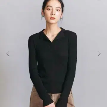 BEAUTY&YOUTH 코튼 리브 오픈 카라 니트 워셔블