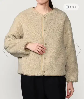 ORCIVAL 보아 플리스 라운드넥 블루종