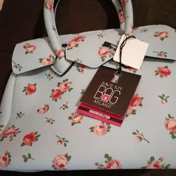 SAVE MY BAG 꽃무늬 핸드백 스카이블루