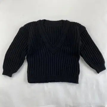 80's 빈티지 핸드 니트 울 블랙 e368