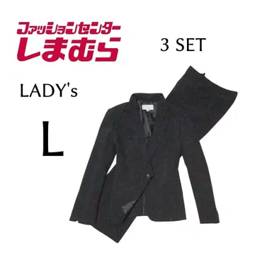 시마무라 올 시즌 수트 3세트 블랙 스트라이프 패턴