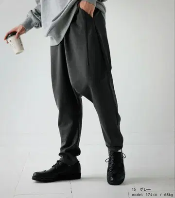 분또 사루엘 팬츠 배럴 레그 팬츠 남성용 그레이 프리 사이즈