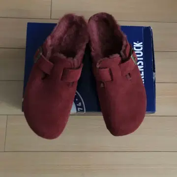 미사용품 버켄스탁 보스턴 시어링 와인 레드 내로우 폭 26.5cm