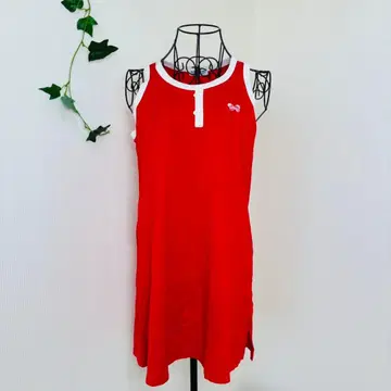 하나에모리 슬리브리스 미니 원피스 자수 레드