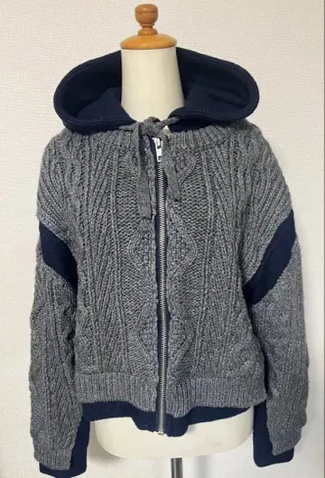 ZARA 후드 부착 울 혼방 케이블 짜임 스웨터